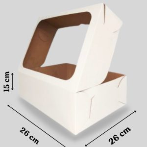 Cutie pentru tort alb/kraft 36x26x15cm cu fereastra, set 10buc. Artispack