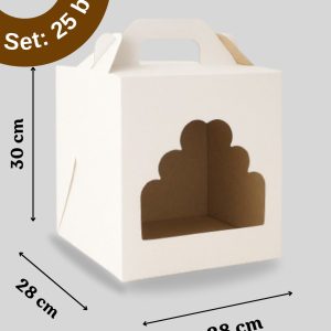Cutie pentru tort rigida cu fereastra 28x28x30 cm set 25buc. Artispack