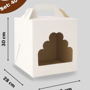 Cutie pentru tort rigida cu fereastra 28x28x30 cm set 35buc Artispack