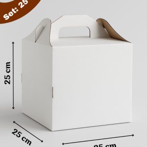 Cutie pentru tort alb/kraft 25x25x25 cm, set 25buc. Artispack