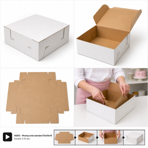 Cutie tort alb/kraft 30,5x30,5x15 cm (10 buc/set) Art - imagine 5