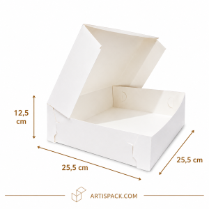 Cutie tort alba deschisa ArtisPack 25,5x25,5x12,5 cm