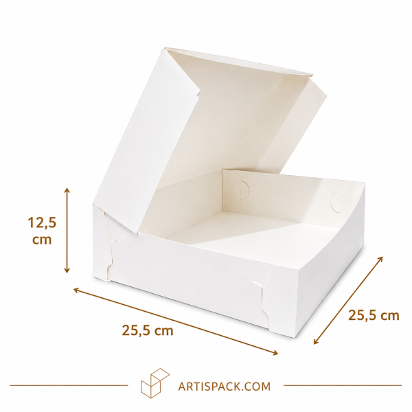Cutie tort alba deschisa ArtisPack 25,5x25,5x12,5 cm