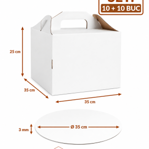 Set cutie tort cu maner 35x35x25 cm si disc gros O35 cm ArtisPack 10+10 bucati
