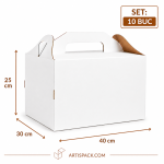 Cutie tort cu maner 30x40x25 cm ArtisPack set 10 bucati