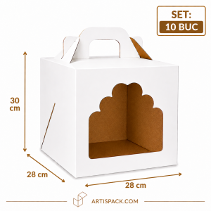 Cutie tort cu geam 28x28x30 cm ArtisPack set 10 bucati