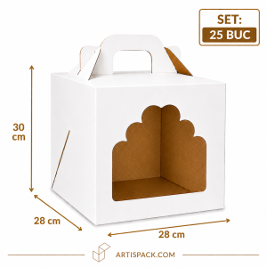 Cutie tort cu geam 28x28x30 cm ArtisPack set 25 bucati