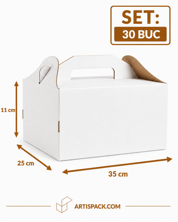 Cutie tort cu maner 35x25x11 cm ArtisPack set 30 bucati