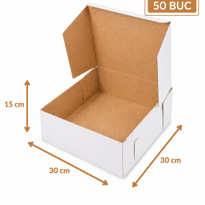 Cutie tort alb kraft 30x30x15 cm ArtisPack set 50 bucati