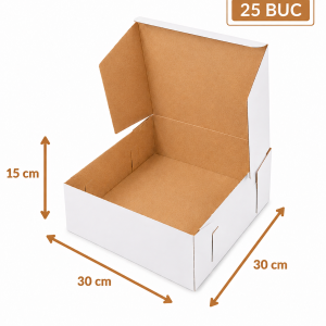 Cutie tort alb kraft 30x30x15 cm ArtisPack set 25 bucati