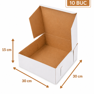 Cutie tort alb kraft 30x30x15 cm ArtisPack set 10 bucati