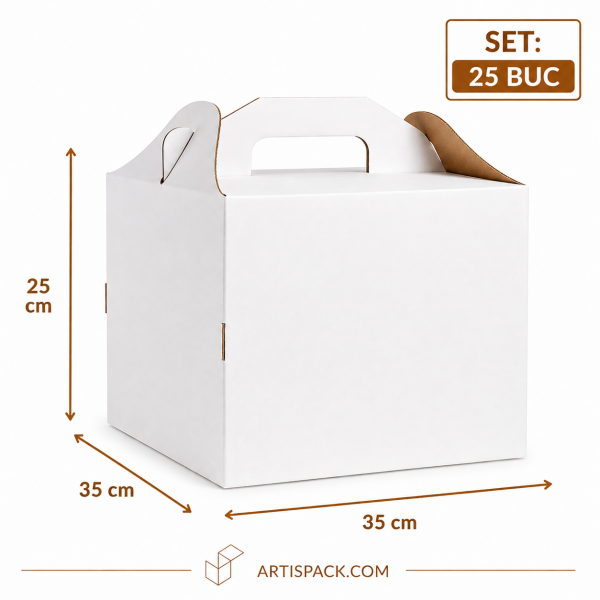 Cutie tort cu maner 35x35x25 cm ArtisPack set 25 bucati
