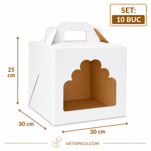 Cutie tort cu geam 30x30x25 cm ArtisPack set 10 bucăți