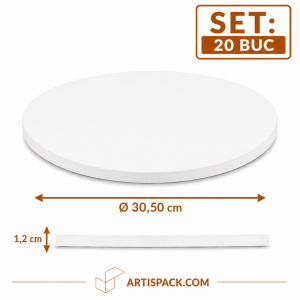 Platforma tort rotunda alba 30 cm ArtisPack O30,50xH1,2 cm set 20 bucati