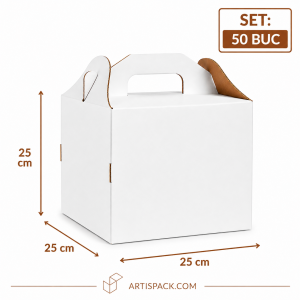 Cutie tort cu maner 25x25x25 cm ArtisPack set 50 bucati
