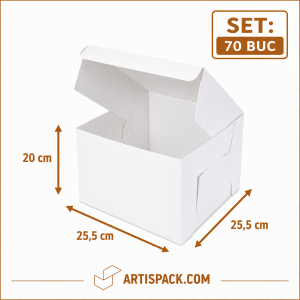 Cutie tort alba ArtisPack 25,5x25,5x20 cm set 70 bucati