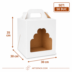 Cutie tort cu geam 30x30x35 cm ArtisPack set 50 bucăți