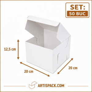 Cutie tort alba ArtisPack 20x20x12,5 cm set 50 bucati
