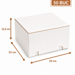 Cutie tort alb kraft 25x25x12,5 cm ArtisPack set 50 bucati