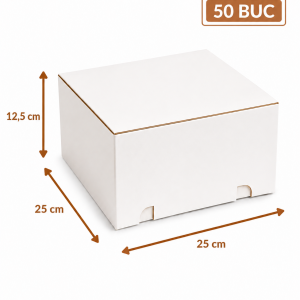 Cutie tort alb kraft 25x25x12,5 cm ArtisPack set 50 bucati