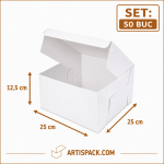 Cutie tort alba ArtisPack 25x25x12,5 cm set 50 bucati
