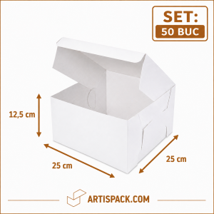 Cutie tort alba ArtisPack 25x25x12,5 cm set 50 bucati
