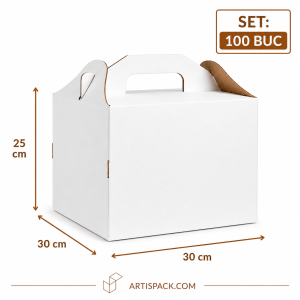 Cutie tort cu maner 30x30x25 cm ArtisPack set 100 bucati