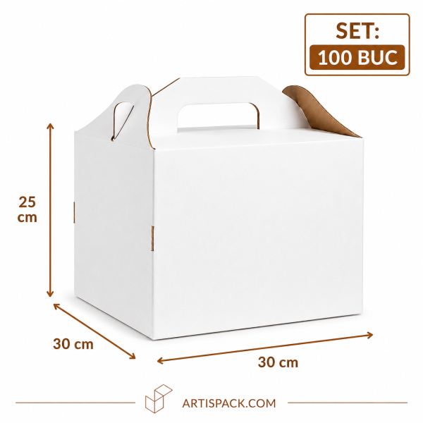 Cutie tort cu maner 30x30x25 cm ArtisPack set 100 bucati