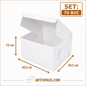 Cutie tort alba ArtisPack 30,5x30,5x15 cm set 70 bucati