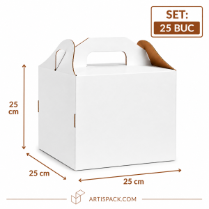 Cutie tort cu maner 25x25x25 cm ArtisPack set 25 bucati