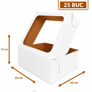 Cutie tort cu geam 26x26x15 cm ArtisPack set 25 bucati