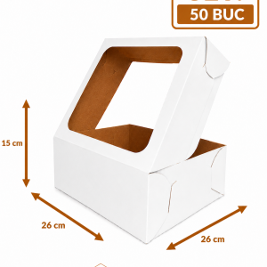 Cutie tort cu geam 26x26x15 cm ArtisPack set 50 bucati