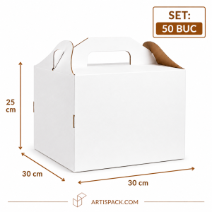 Cutie tort cu maner 30x30x25 cm ArtisPack set 50 bucati