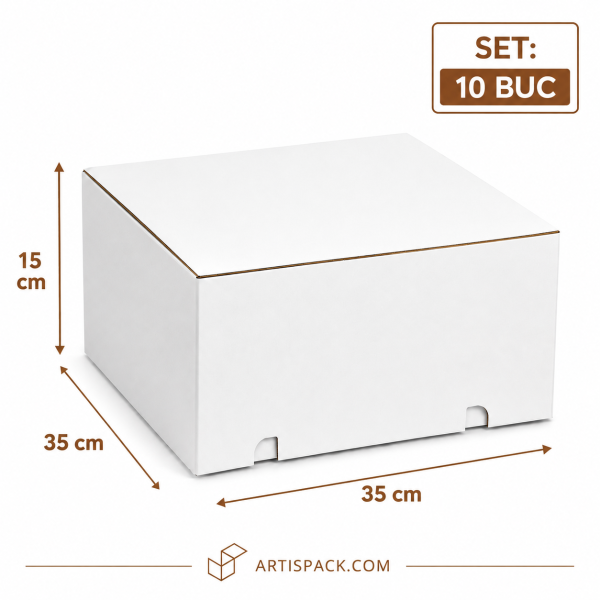 Cutie tort alb kraft 35x35x15 cm ArtisPack set 10 bucati