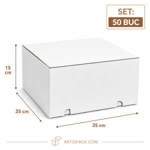 Cutie tort alb kraft 35x35x15 cm ArtisPack set 50 bucati