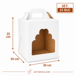 Cutie tort cu geam 30x30x35 cm ArtisPack set 25 bucăți