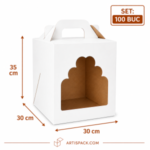 Cutie tort cu geam 30x30x25 cm ArtisPack set 100 bucăți