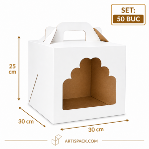 Cutie tort cu geam 30x30x25 cm ArtisPack set 50 bucăți