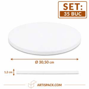 Platforma tort rotunda alba 30 cm ArtisPack O30,50xH1,2 cm set 35 bucati