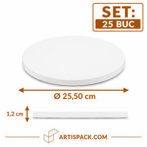 Platforma tort rotunda alba 25 cm ArtisPack O25,50xH1,2 cm set 25 bucati