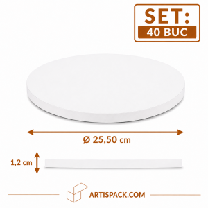 Platforma tort rotunda alba 25 cm ArtisPack O25,50xH1,2 cm set 40 bucati