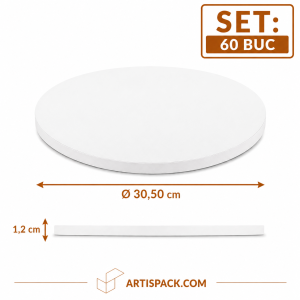 Platforma tort rotunda alba ArtisPack O30,50xH1,2 cm set 60 bucati