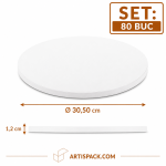 Platforma tort rotunda alba ArtisPack O30,50xH1,2 cm set 80 bucati