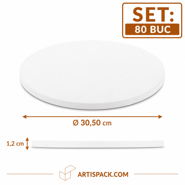 Platforma tort rotunda alba ArtisPack O30,50xH1,2 cm set 80 bucati