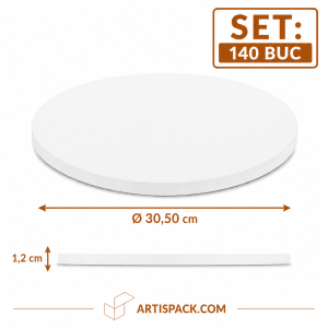 Platforma tort rotunda alba ArtisPack O30,50xH1,2 cm set 140 bucati