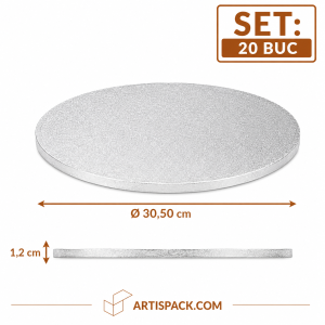 Platforma tort rotunda argintie ArtisPack O30,50xH1,2 cm set 20 bucati