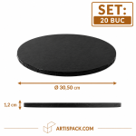 Platforma tort rotunda neagra ArtisPack O30,50xH1,2 cm set 20 bucati