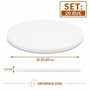 Platforma tort rotunda alba 35,50 cm ArtisPack H1,2 cm set 20 bucati