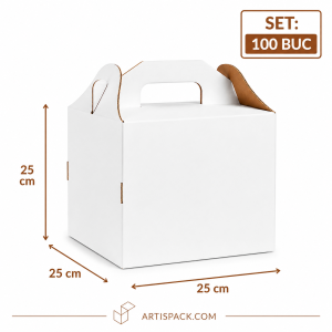 Cutie tort cu maner 25x25x25 cm ArtisPack set 100 bucati