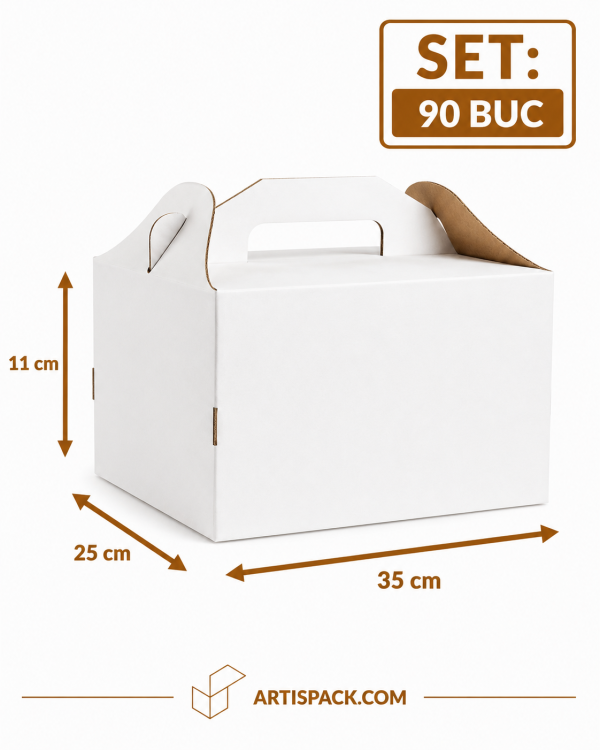 Cutie tort cu maner 35x25x11 cm ArtisPack set 90 bucati